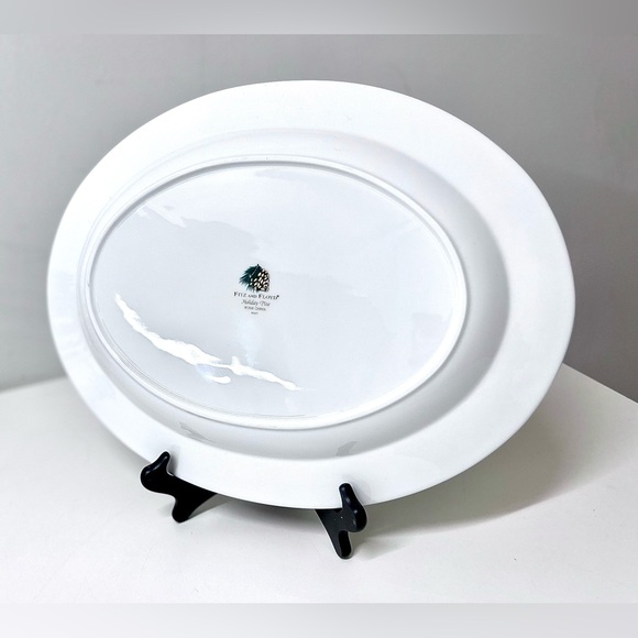 Vtg Discontinued FITZ AND FLOYD Holiday Pine 16” Gold Trim Oval Serving Plate - Picture 4 of 12